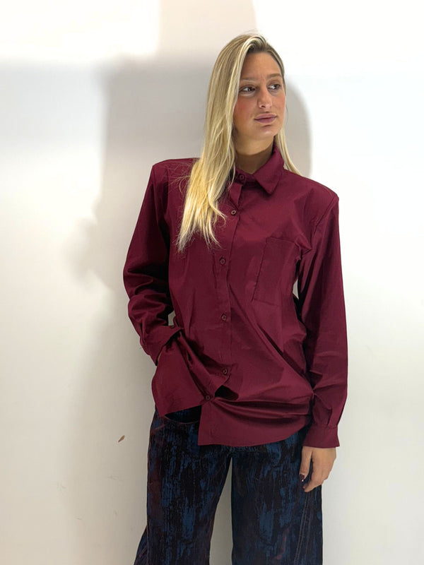 Camicia in cotone bordeaux