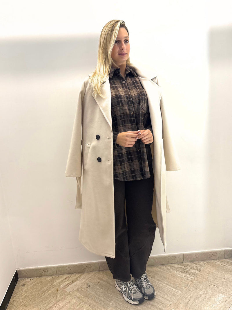 Cappotto doppiopetto panna