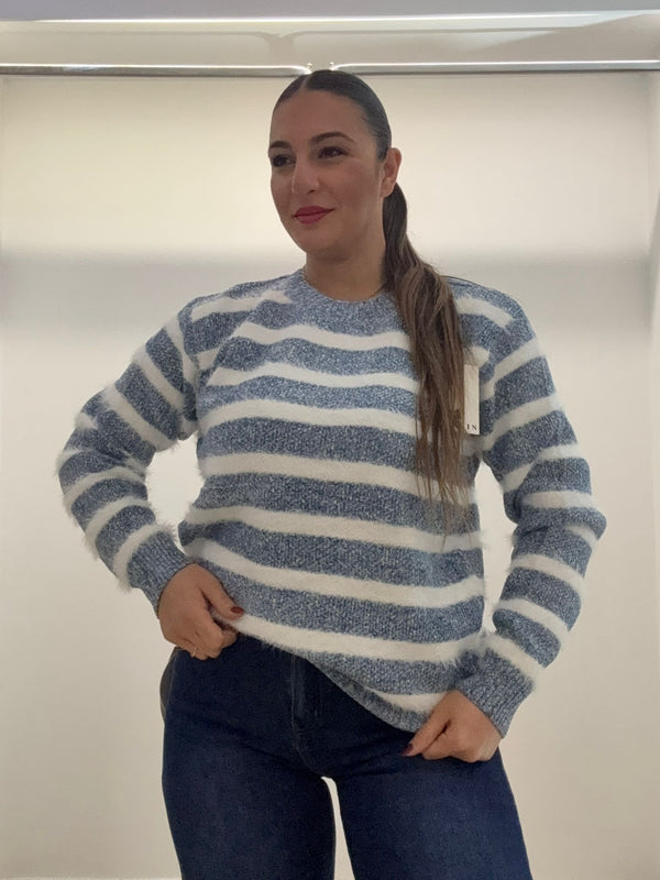 Maglioncino a righe peluche
