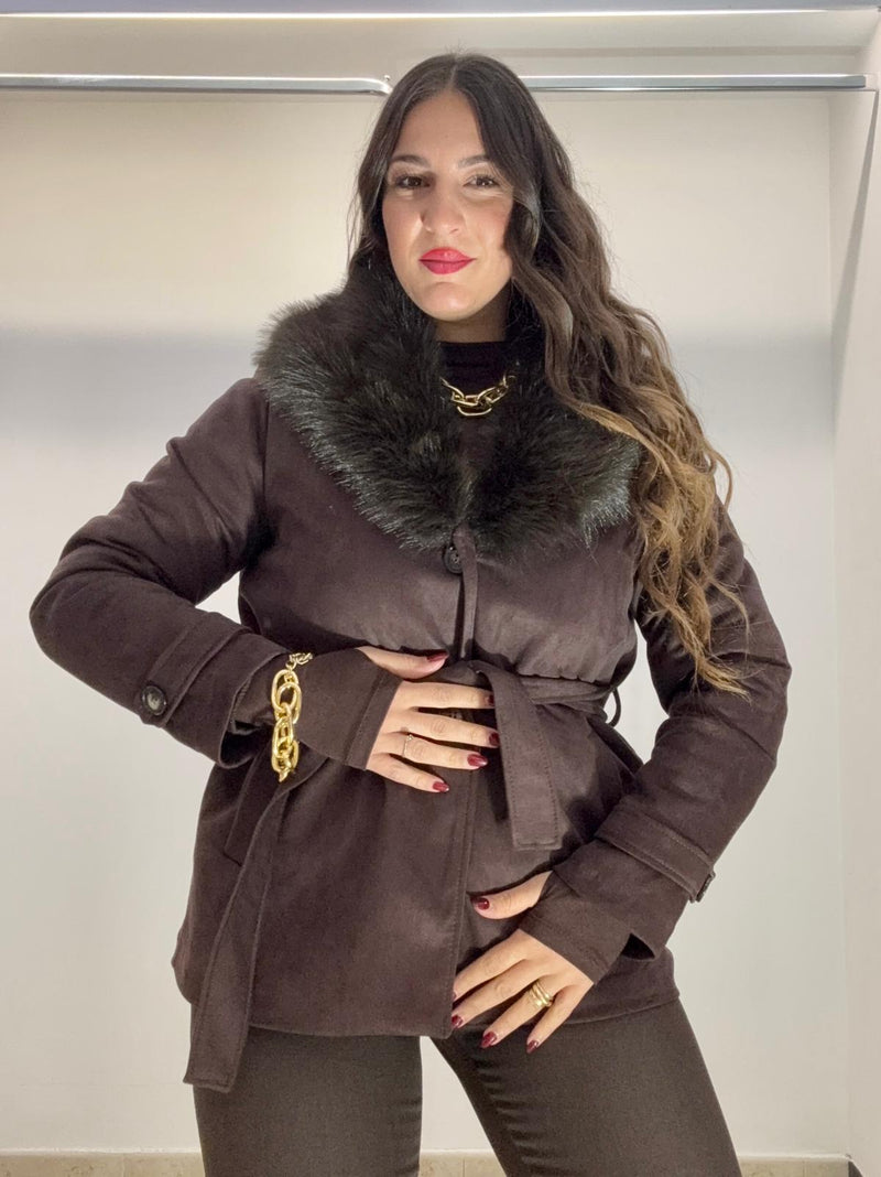 Giacca in camoscio con pelliccia