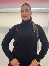 Maglioncino collo alto con dettagli oro