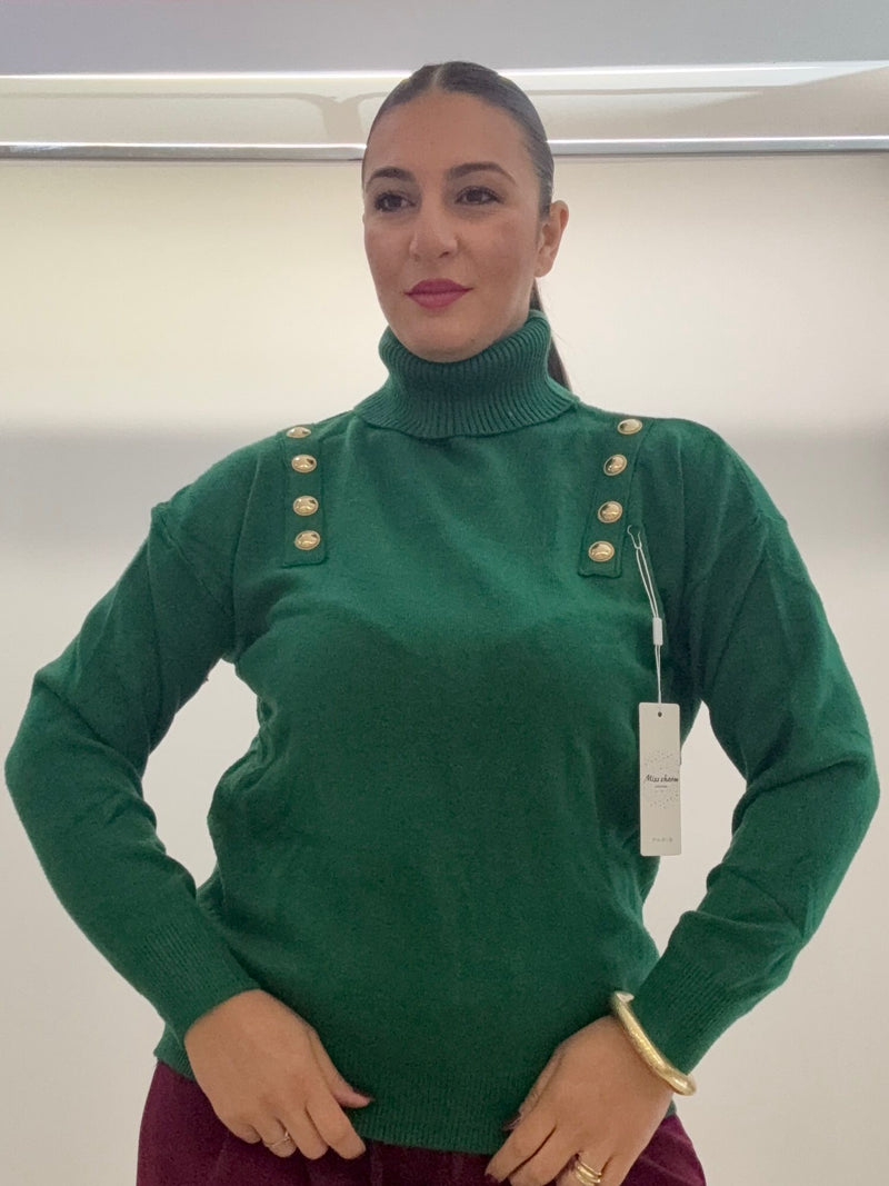 Maglioncino collo alto con dettagli oro