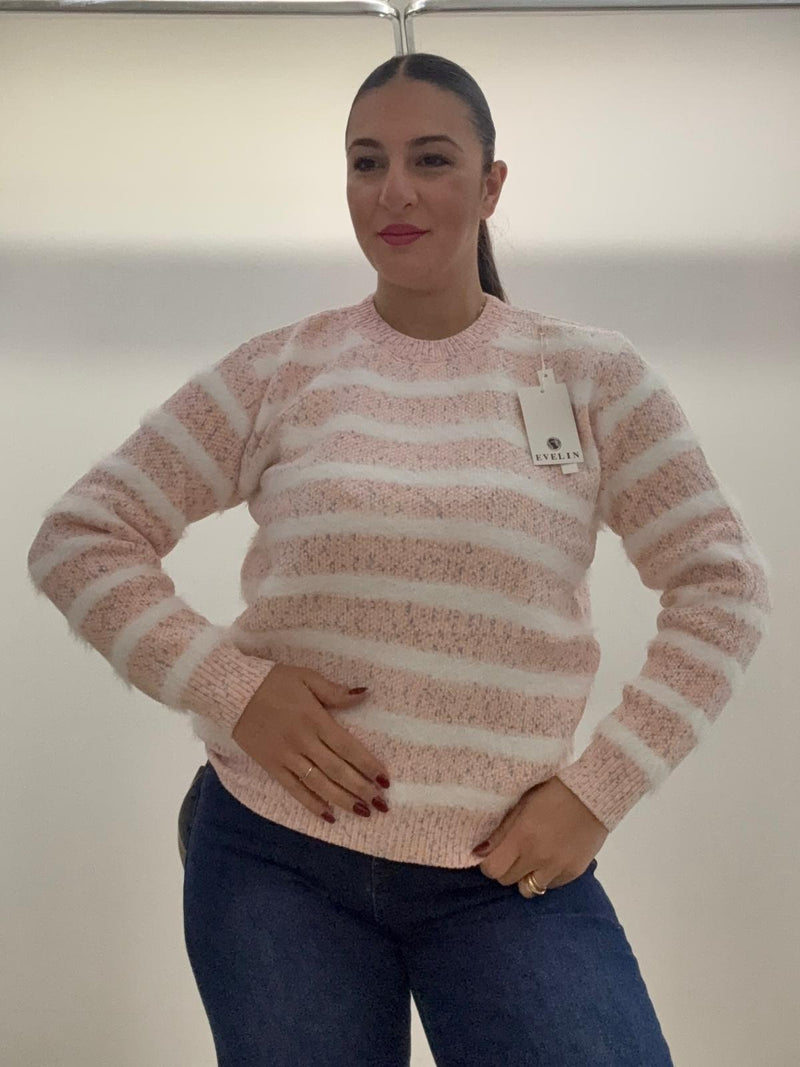 Maglioncino a righe peluche