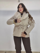 Giacca in camoscio con pelliccia