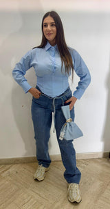 Camicia crop in cotone