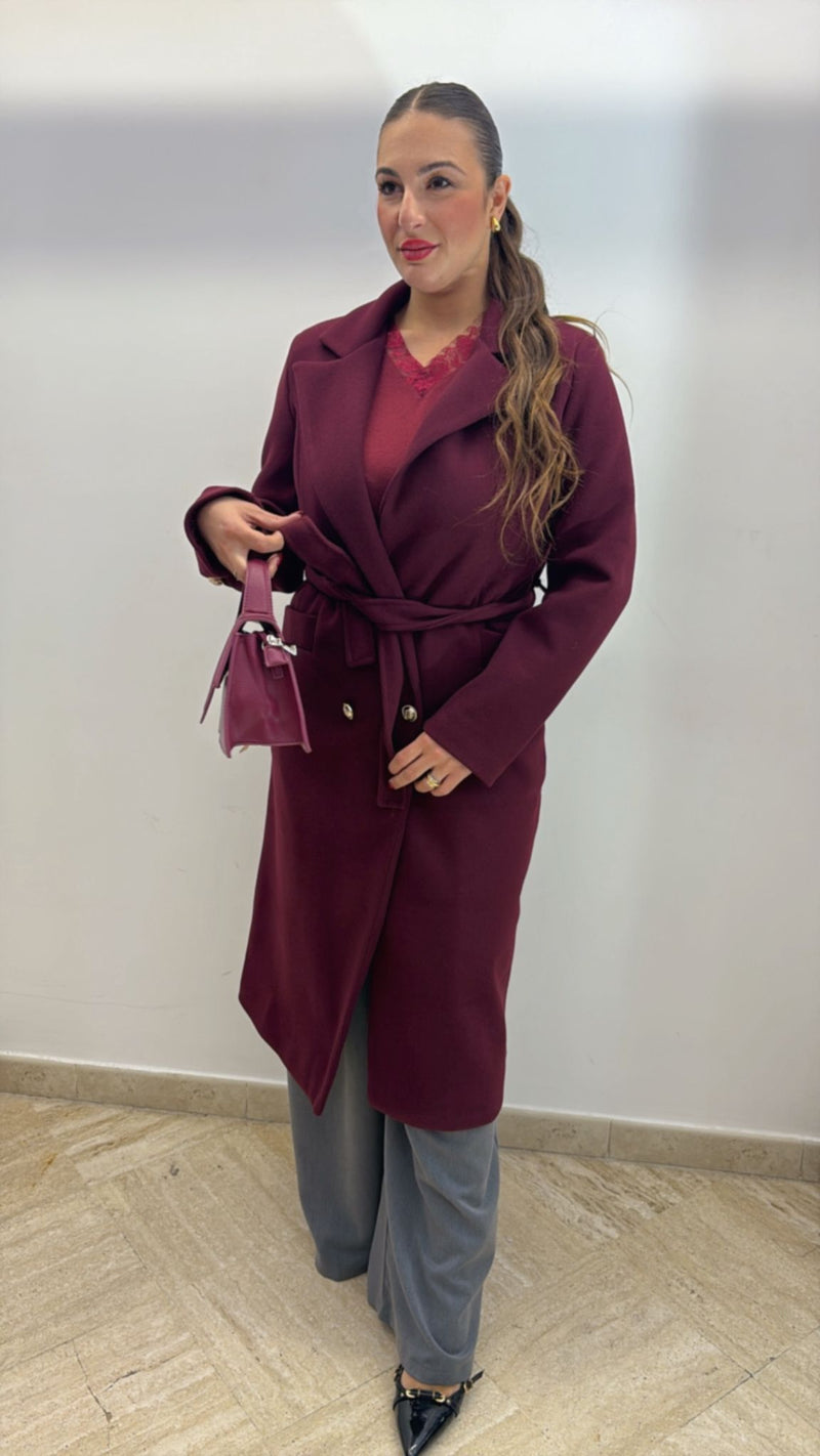 Cappotto doppiopetto bordeaux
