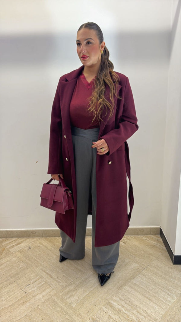 Cappotto doppiopetto bordeaux
